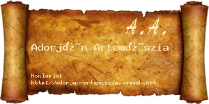 Adorján Artemíszia névjegykártya